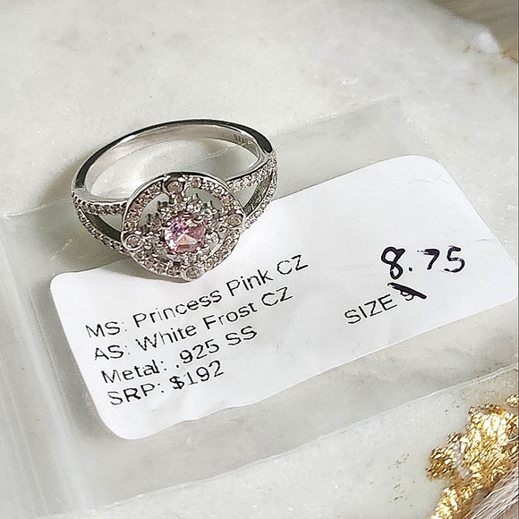 NWT Ryze Princess Pink Cubic Zirconia .925 Sterling Silver Ring - Size 8.75 - Picture 3 of 8